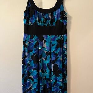 Donna Ricco Black and Blue Floral Mini Dress